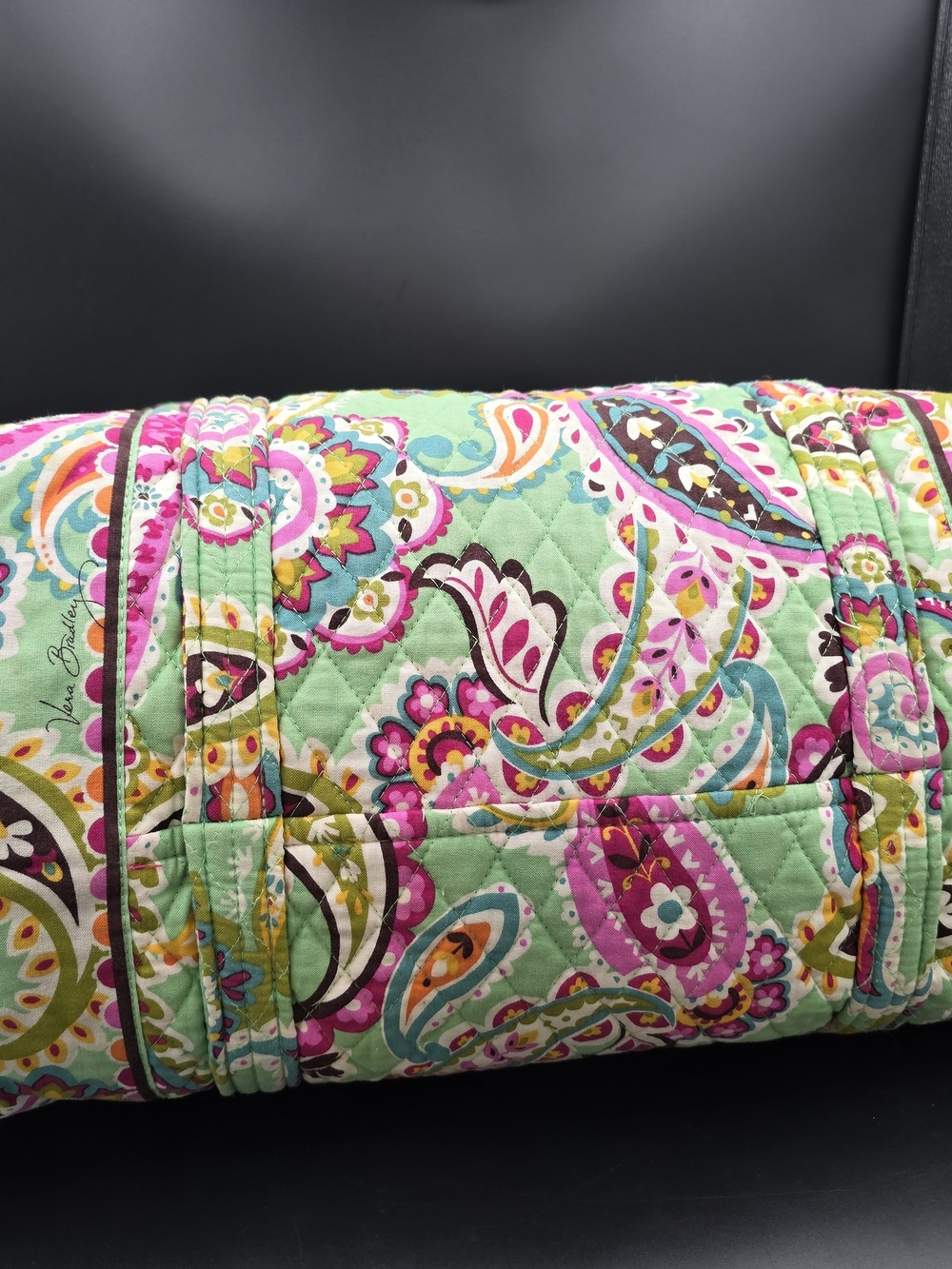 Vera Bradley Quilted Paisley Duffel in Mint Green and Pink - Picture 11 of 16